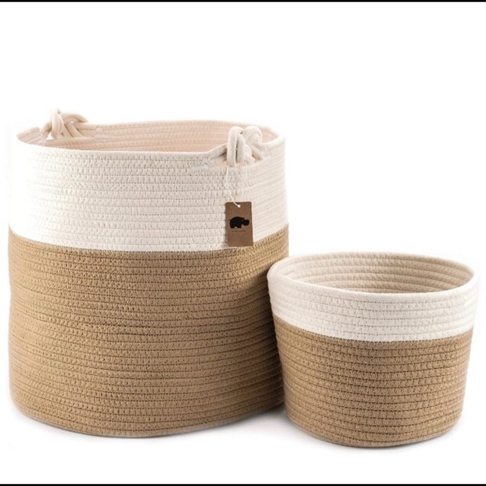 Set cotton rope laundry baskets large and small